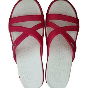 Women's CROCS Patricia Wedge Slide Sandals Pink SIZE 9 Raspberry/ Oyster